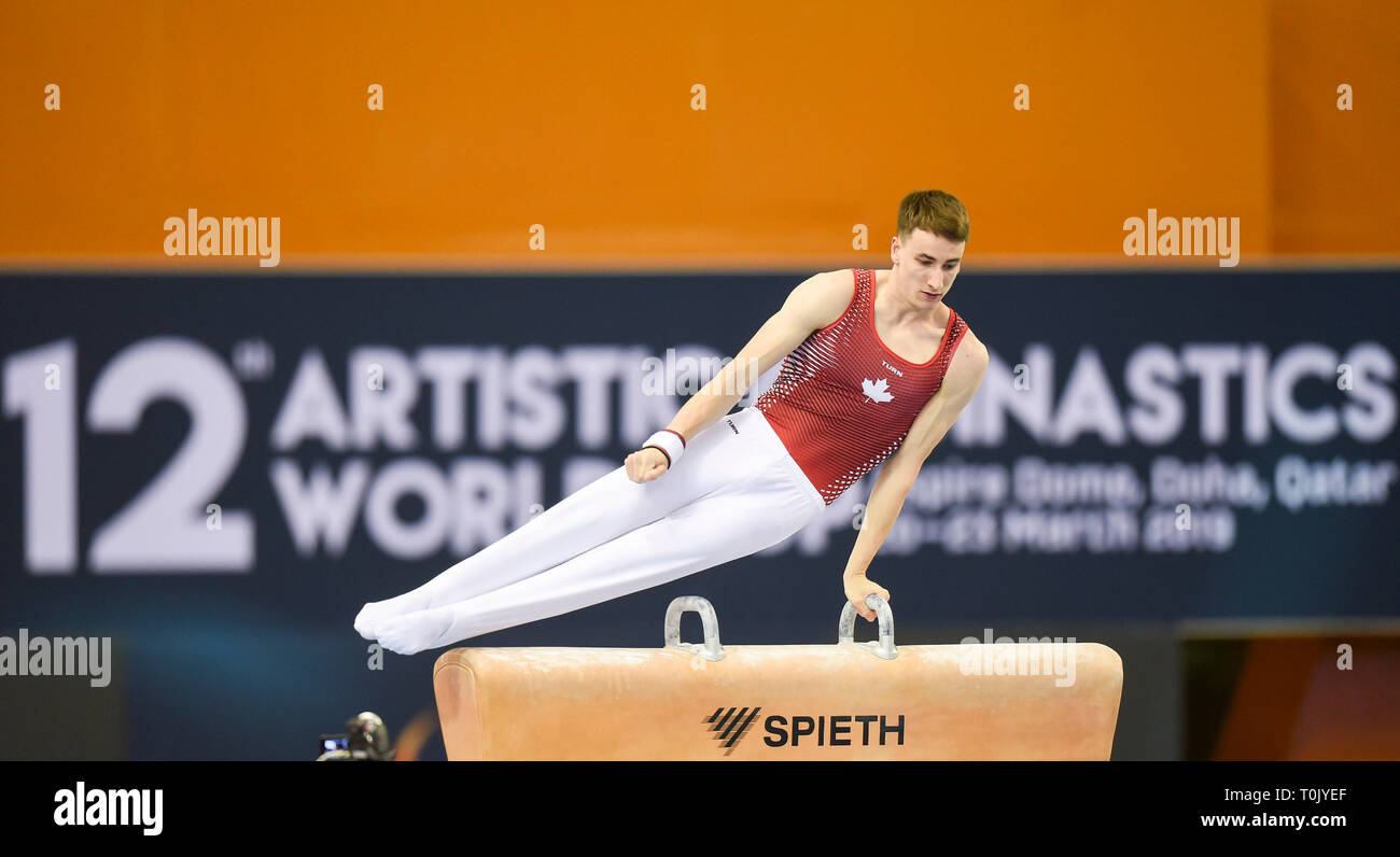 Doha, Qatar. 20th Mar, 2018. Thierry Pellerin of Canada competes during