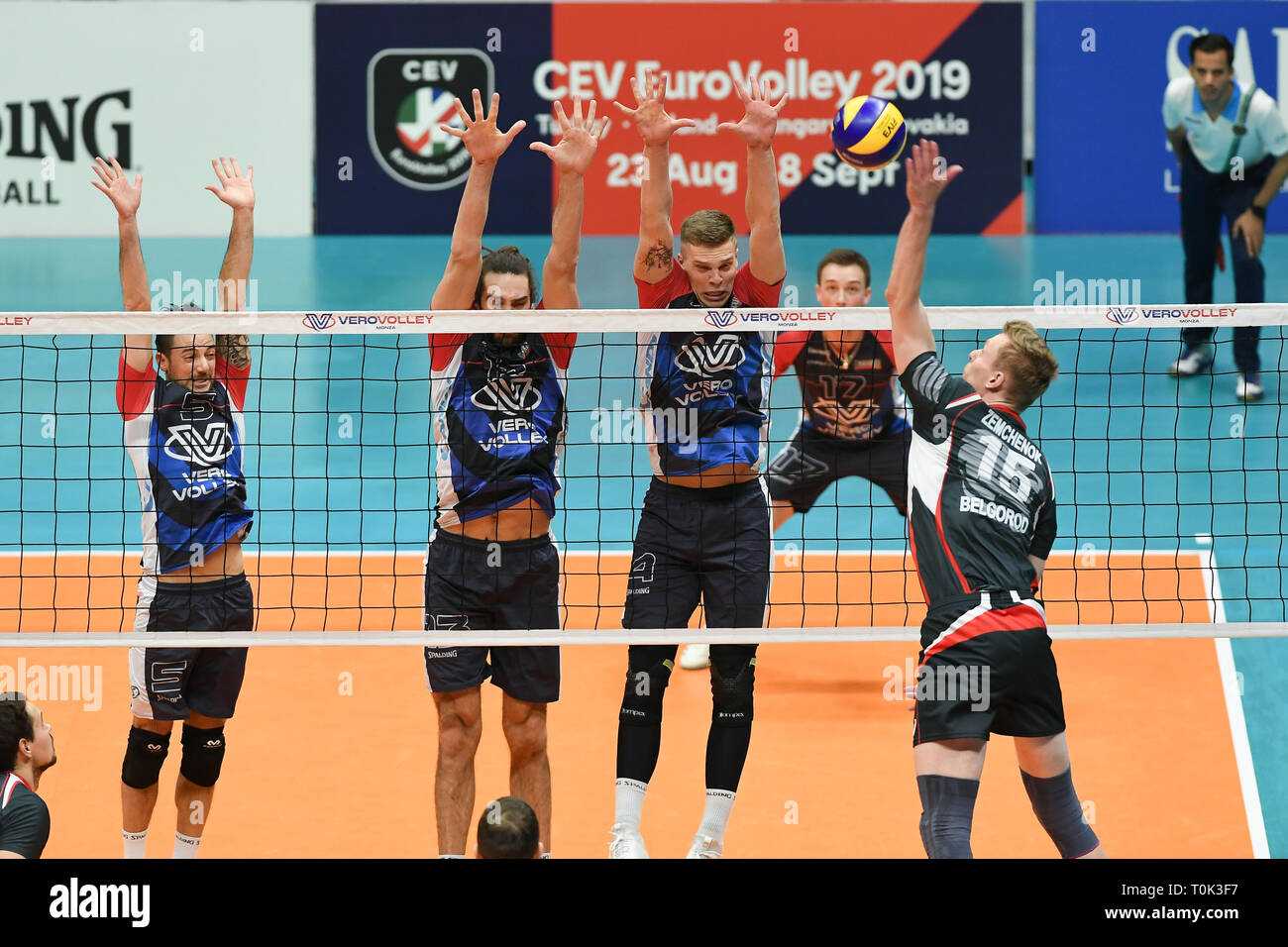 Candy Arena, Monza, Italy. 20th March, 2019. CEV Volleyball Challenge Cup men, Final, 1st leg. Denis Zemchenok of Belogorie Belgorod during the match between Vero Volley Monza and Belogorie Belgorod at the Candy Arena Italy.  Credit: Claudio Grassi/Alamy Live News Stock Photo
