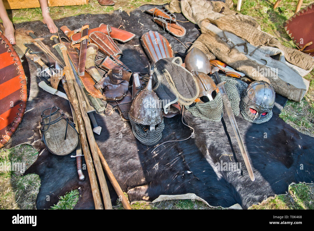 Set of historical slavic weapons and armors - HDR photo Stock Photo - Alamy