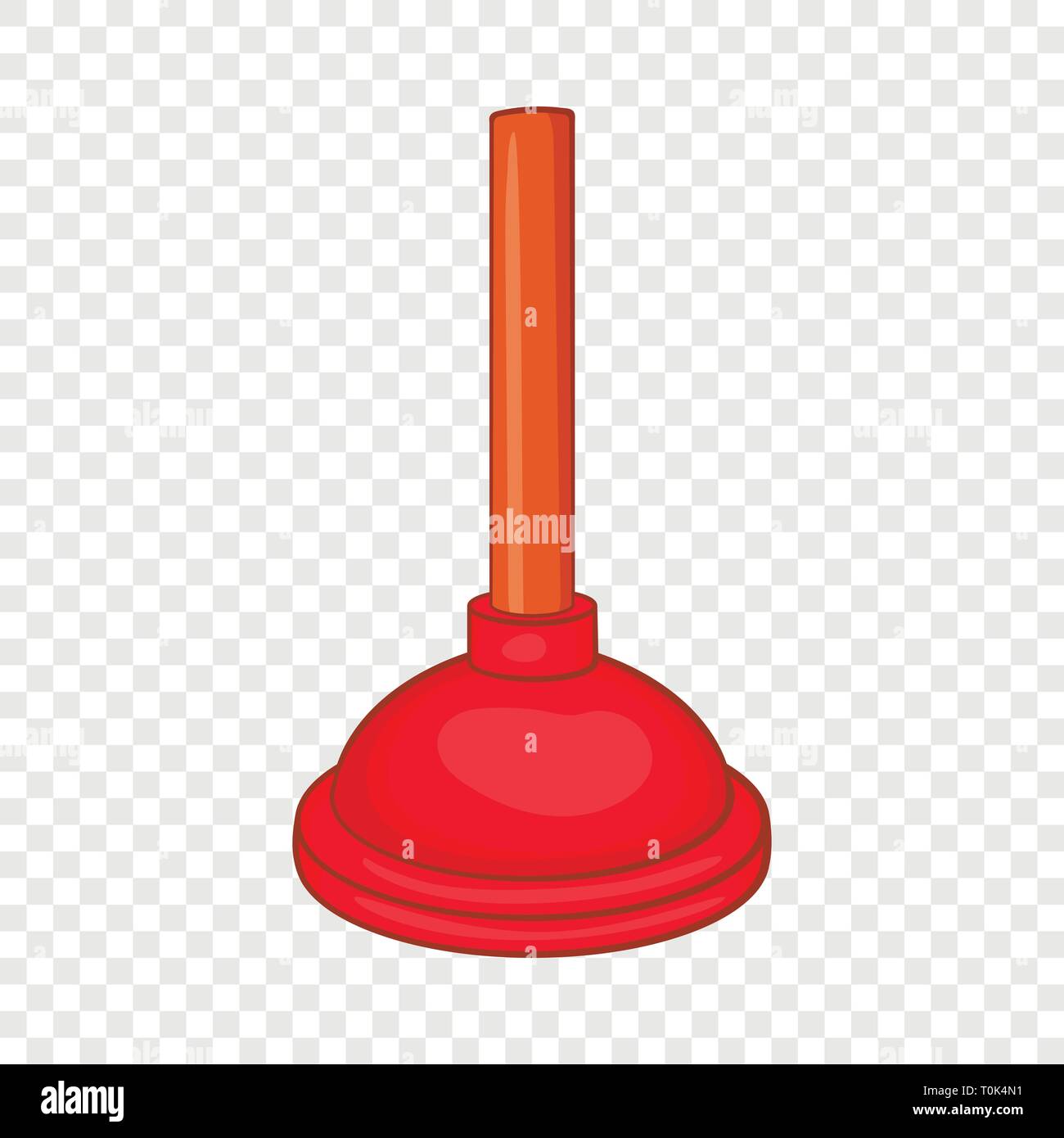 Red cup plunger icon, cartoon style Stock Vector