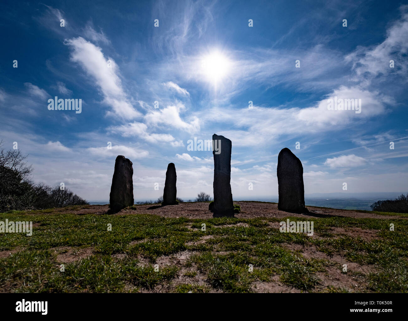 Uk Standing Rocks Standing Stones at the top of the Clent Hills, Worcestershire, UK Stock ...