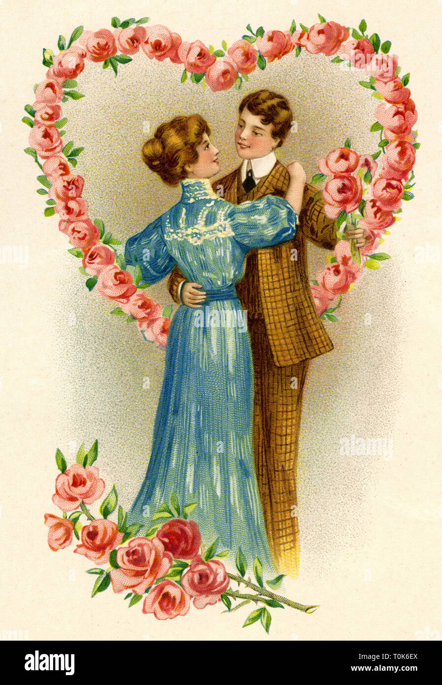 VICTORIAN  LOVING COUPLES Fan Greeting Card!! 