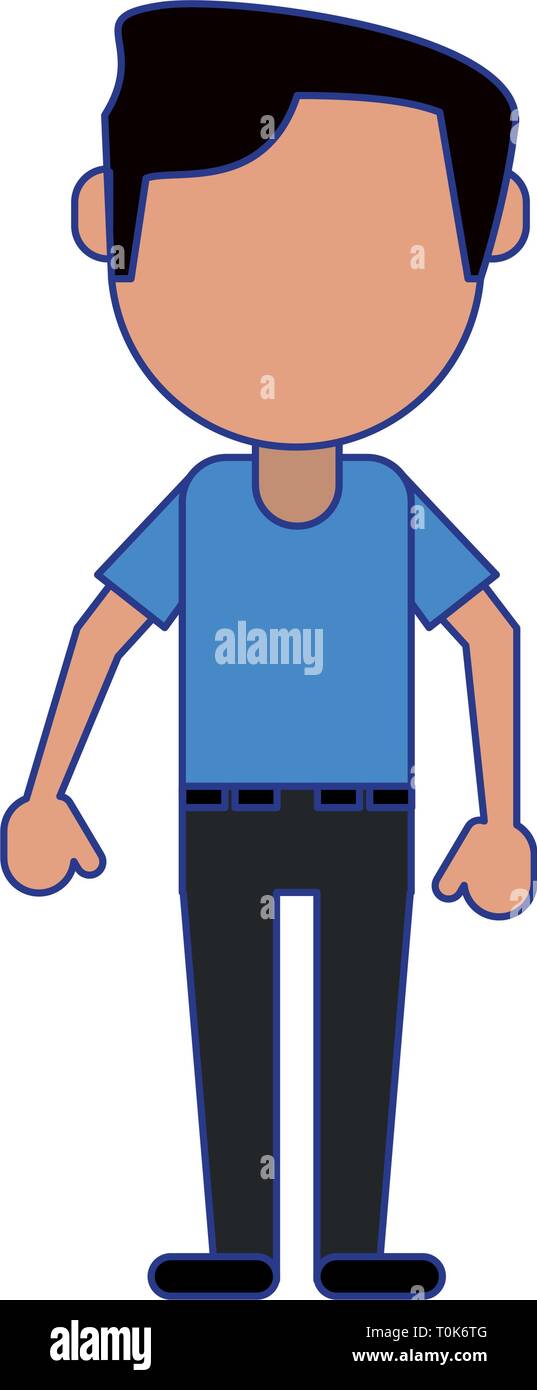 man faceless avatar cartoon blue lines Stock Vector Image & Art - Alamy