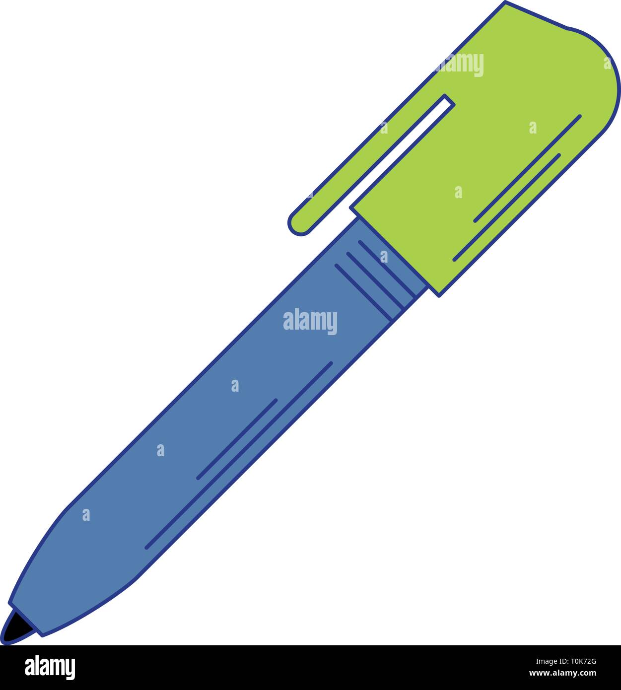 Pen office utensil isolated blue lines Stock Vector Image & Art - Alamy