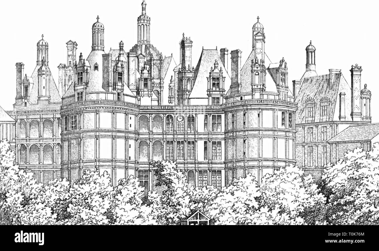 Chateau De Chambord Sketch Andrea Andert Kastelen Gebouwen