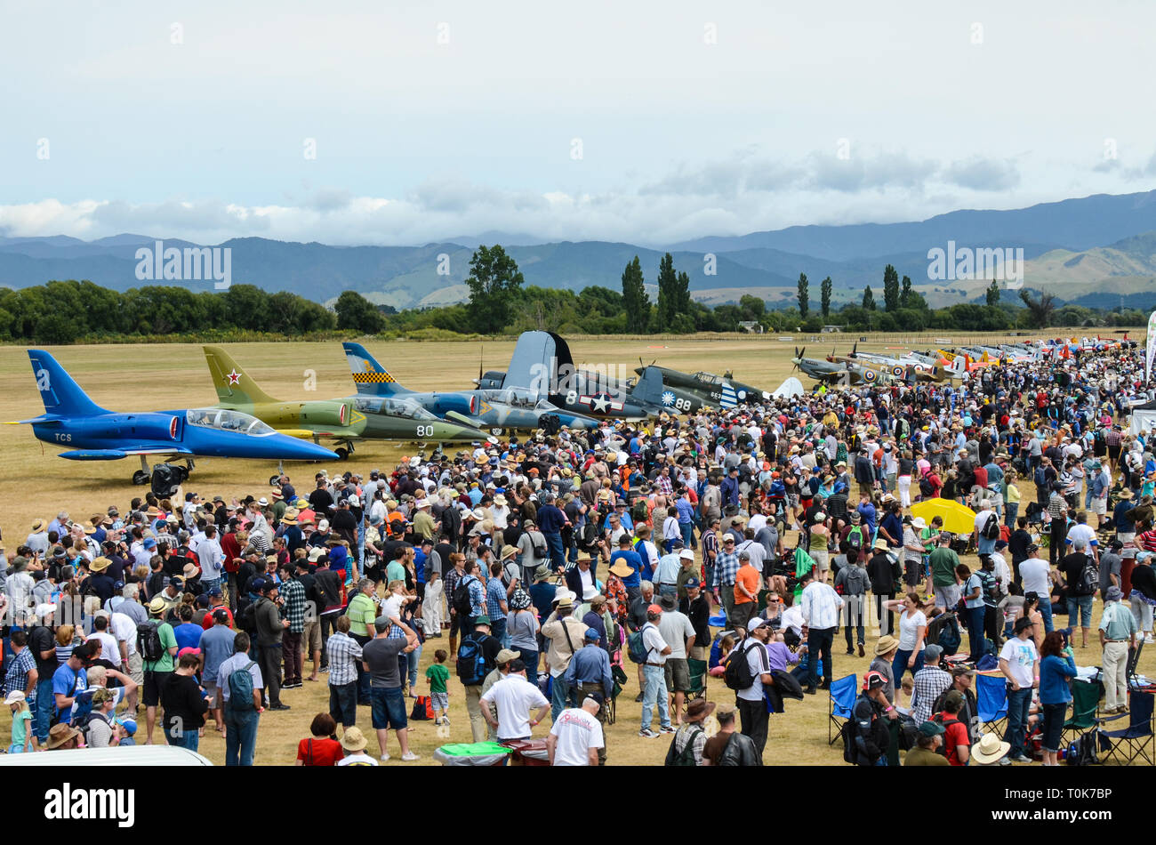 Airshow crowd at Wings over Wairarapa air show at Hood Aerodrome