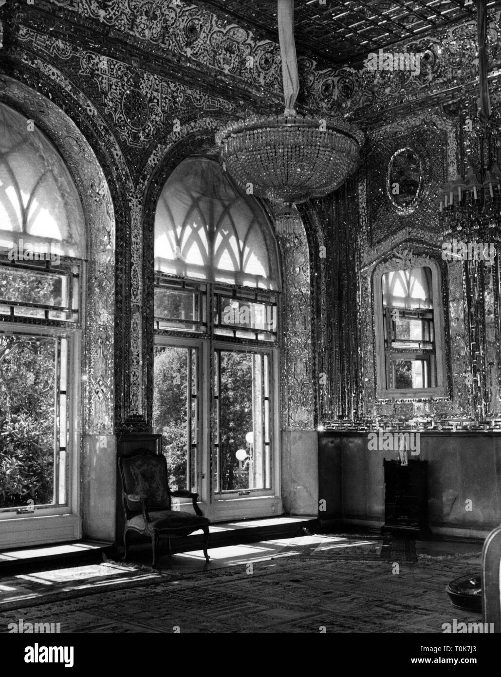 geography / travel, Iran, Tehran, Golestan Palace, interior view, room, 15.2.1961, Additional-Rights-Clearance-Info-Not-Available Stock Photo
