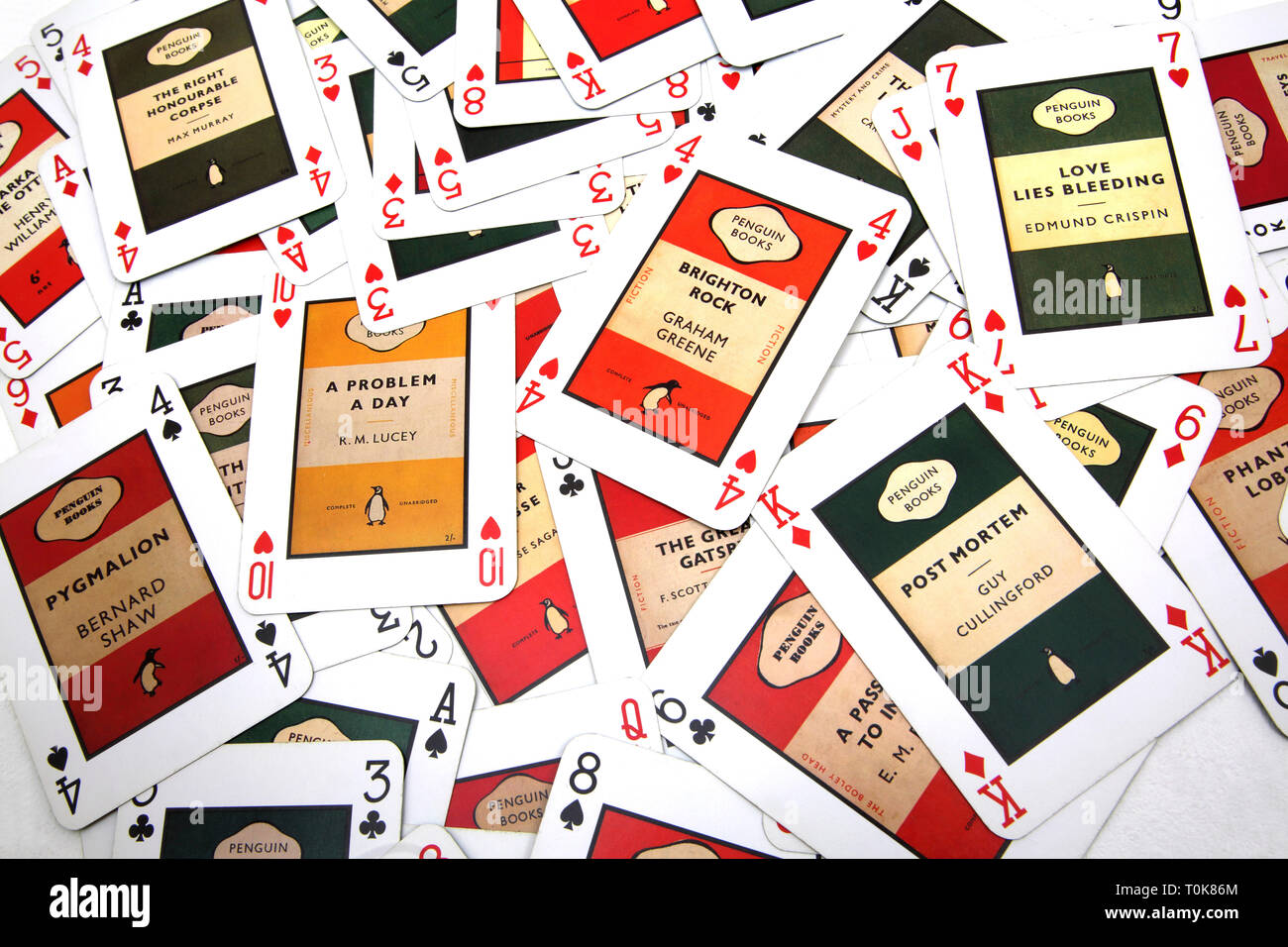 Vintage Penguin Books Playing Cards Celebrating Sixty Penguin Years - with Titles of Classic Books Stock Photo