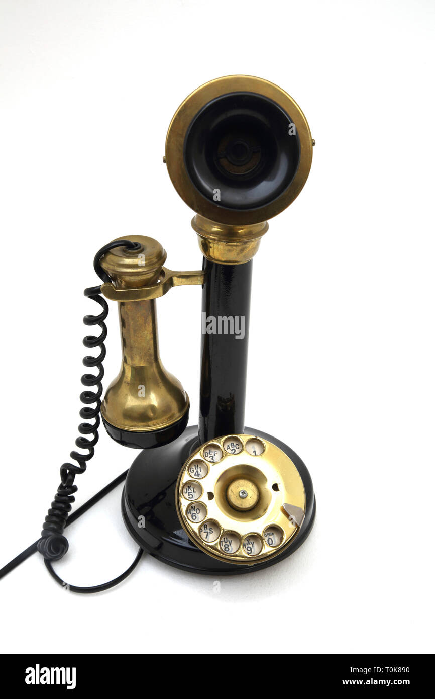 Antique Candlestick Telephone Receiver on Switch Hook Stock Photo Alamy
