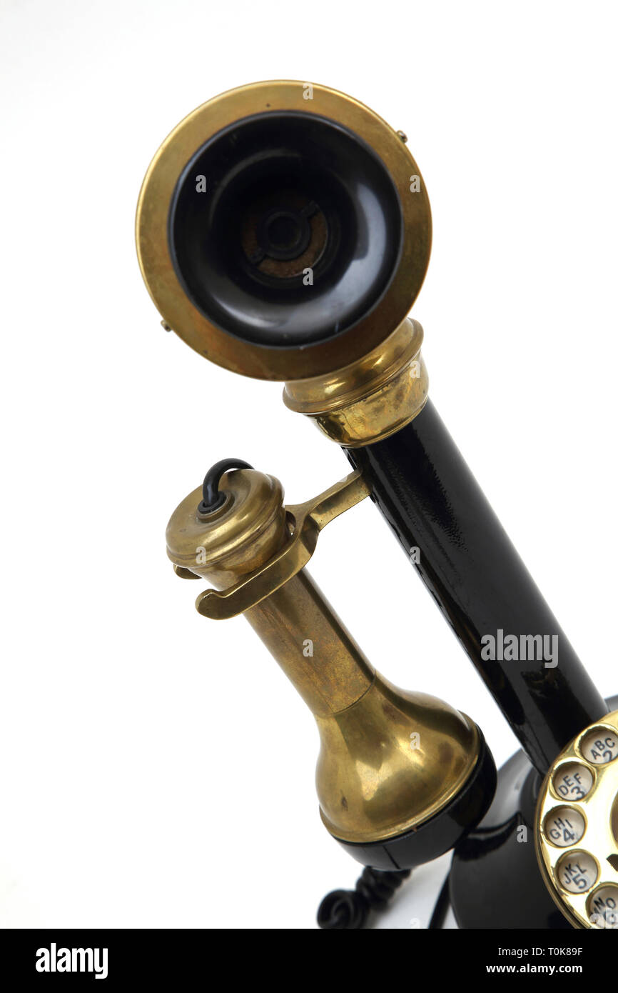 Antique Candlestick Telephone Mouth Piece and Ear Piece Stock Photo Alamy