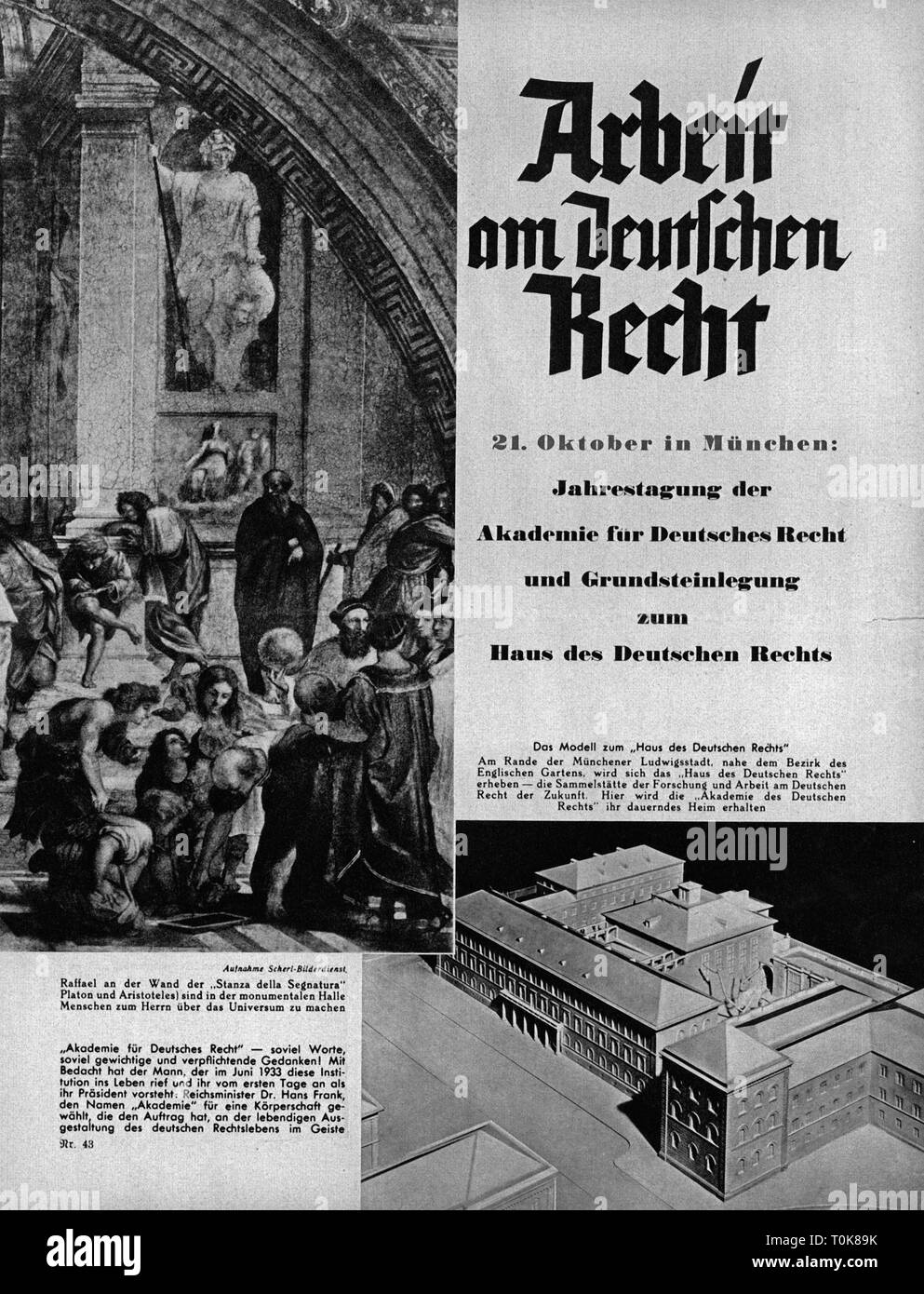 Nazism / National Socialism, events, annual meeting of the Academy for  German Law, laying of the foundation stone for the House of German Law,  21.10.1936, magazine article, 1936,  Additional-Rights-Clearance-Info-Not-Available Stock Photo -