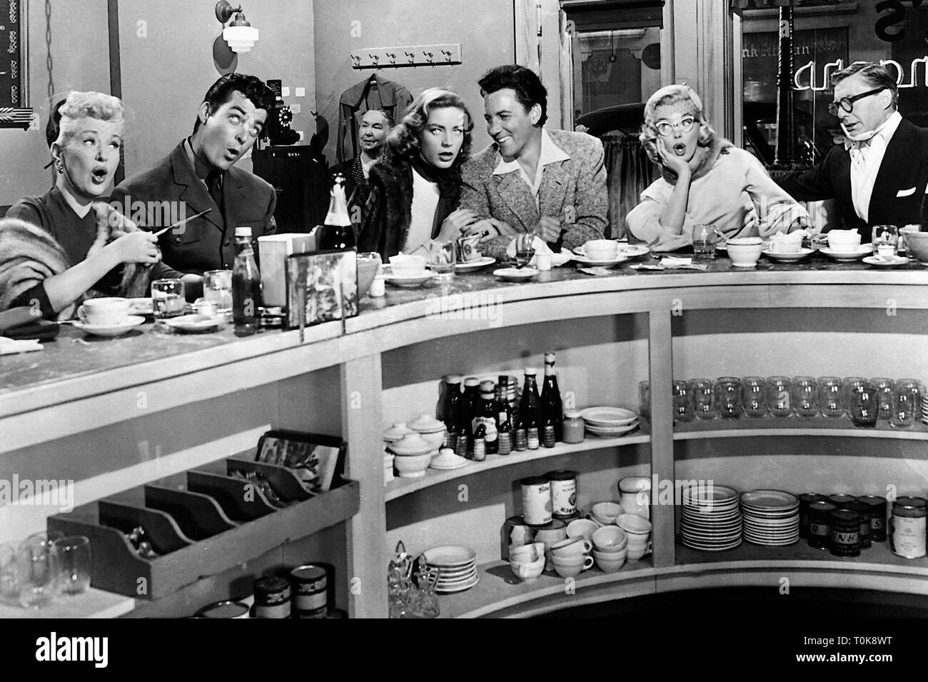 HOW TO MARRY A MILLIONAIRE, BETTY GRABLE, RORY CALHOUN, LAUREN BACALL, CAMERON MITCHELL, MARILYN MONROE, DAVID WAYNE, 1953 Stock Photo