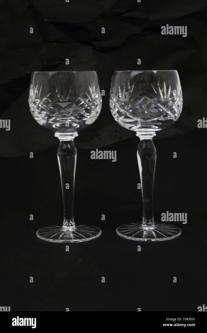 A Pair of Cut Crystal Wine Glasses Stock Photo Alamy