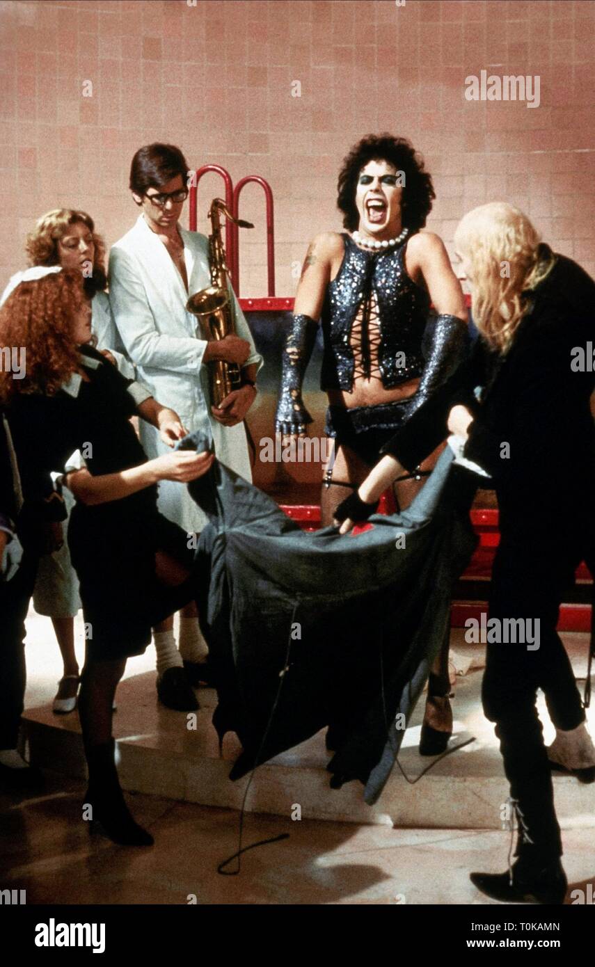 THE ROCKY HORROR PICTURE SHOW, PATRICIA QUINN, SUSAN SARANDON, BARRY BOSTWICK, TIM CURRY , RICHARD O'BRIEN, 1975 Stock Photo