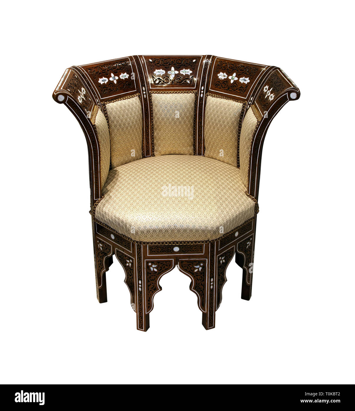 Traditional Arabic chair isolated with clipping path included Stock