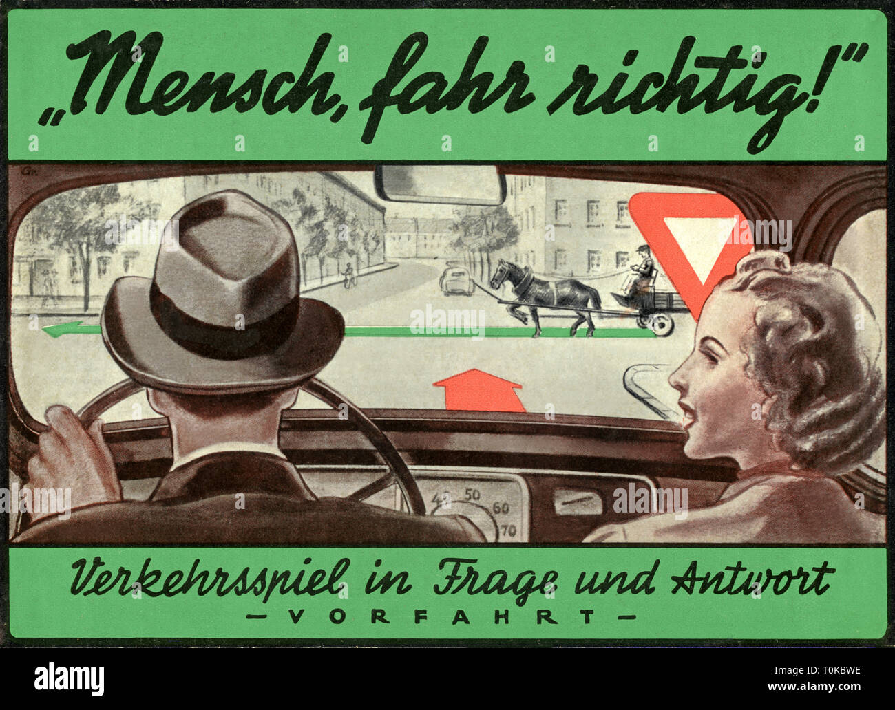 game, 'Mensch, fahr richtig! Verkehrsspiel in Frage und Antwort', to the topic right of way, Germany, 1938, Additional-Rights-Clearance-Info-Not-Available Stock Photo