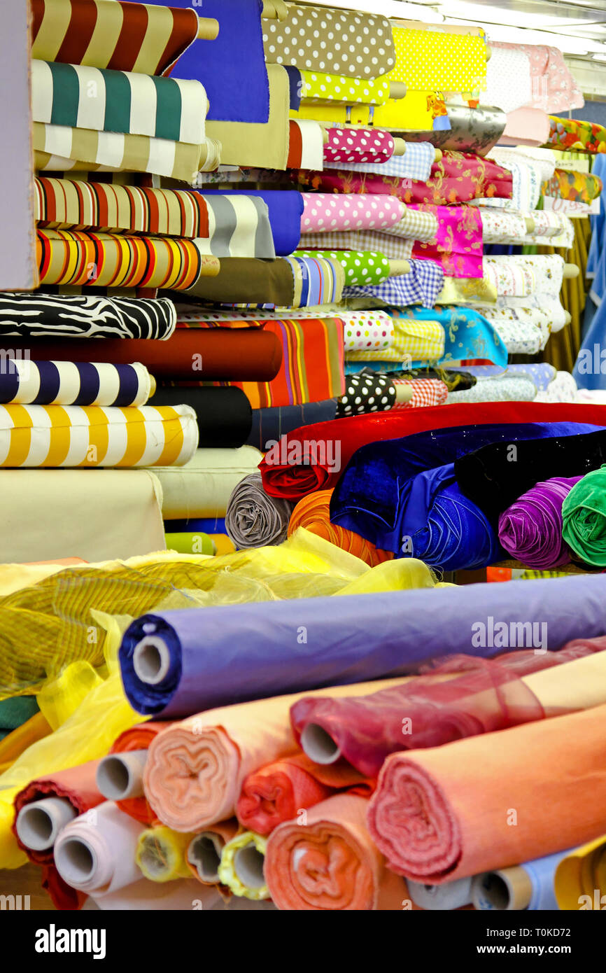 Textile fabric rolls for fashion clothing industry Stock Photo Alamy