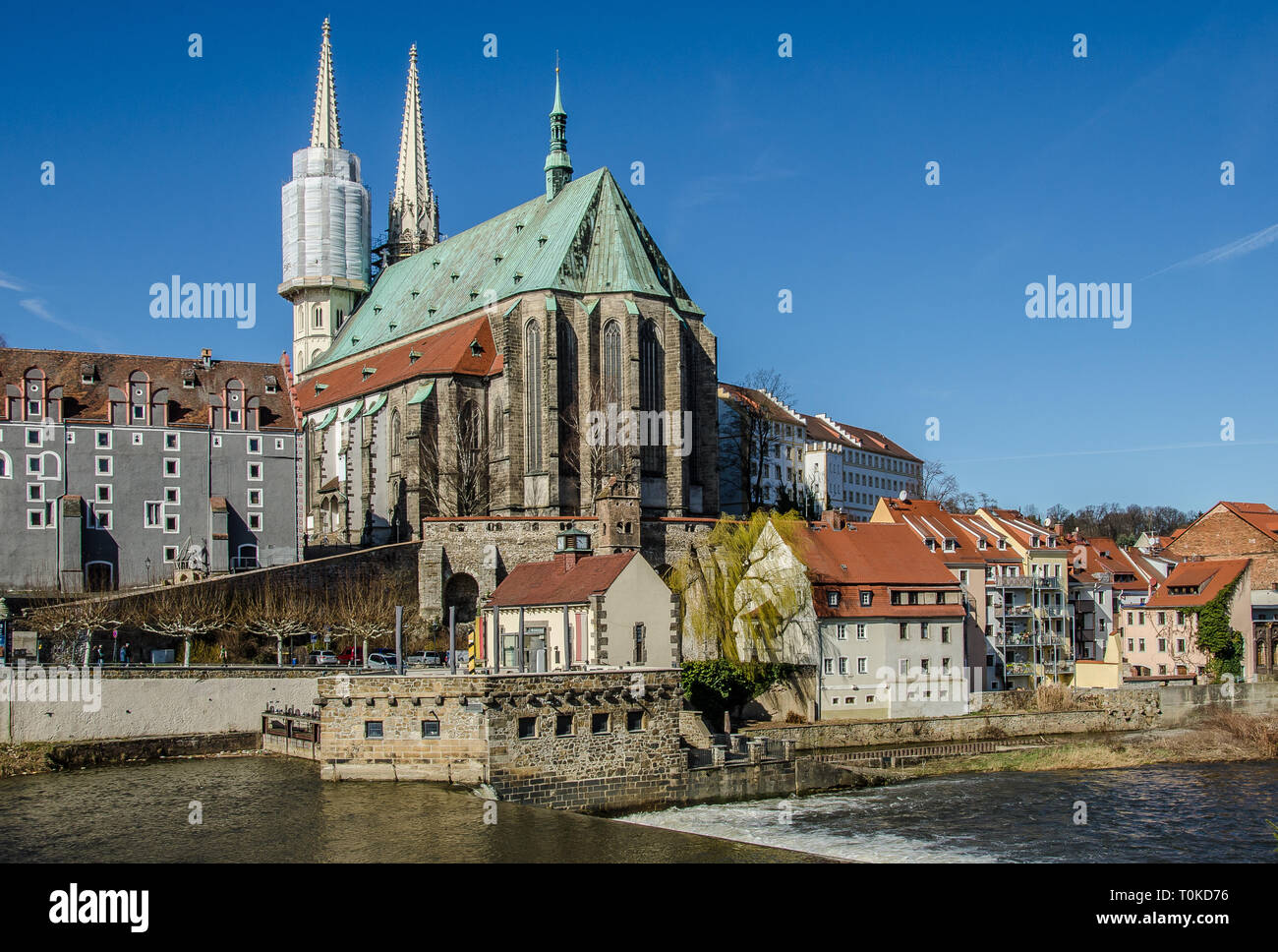 Görlitz the easternmost town in Germany is a city with a lot to experience. The city is located on the Lusatian Neisse in Saxony,. Stock Photo