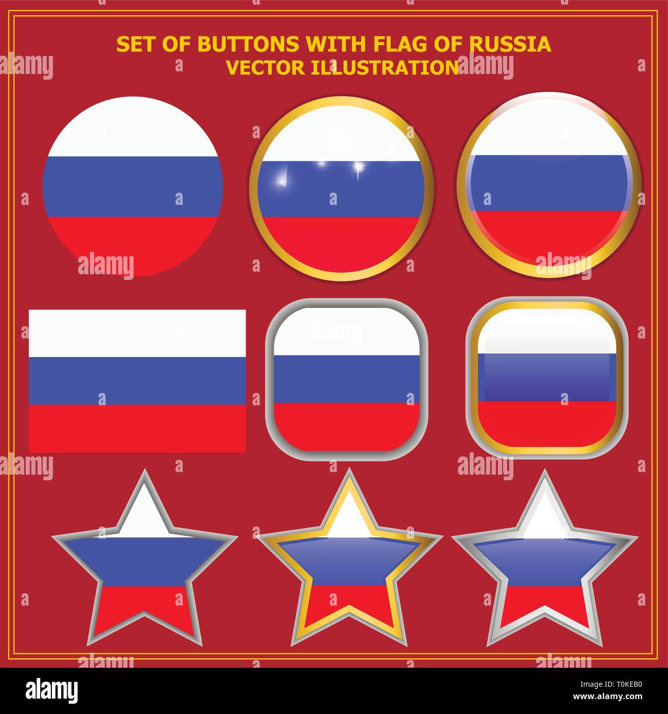 Russia Button Happy Russia day buttons. Bright background with buttons with flag of ...