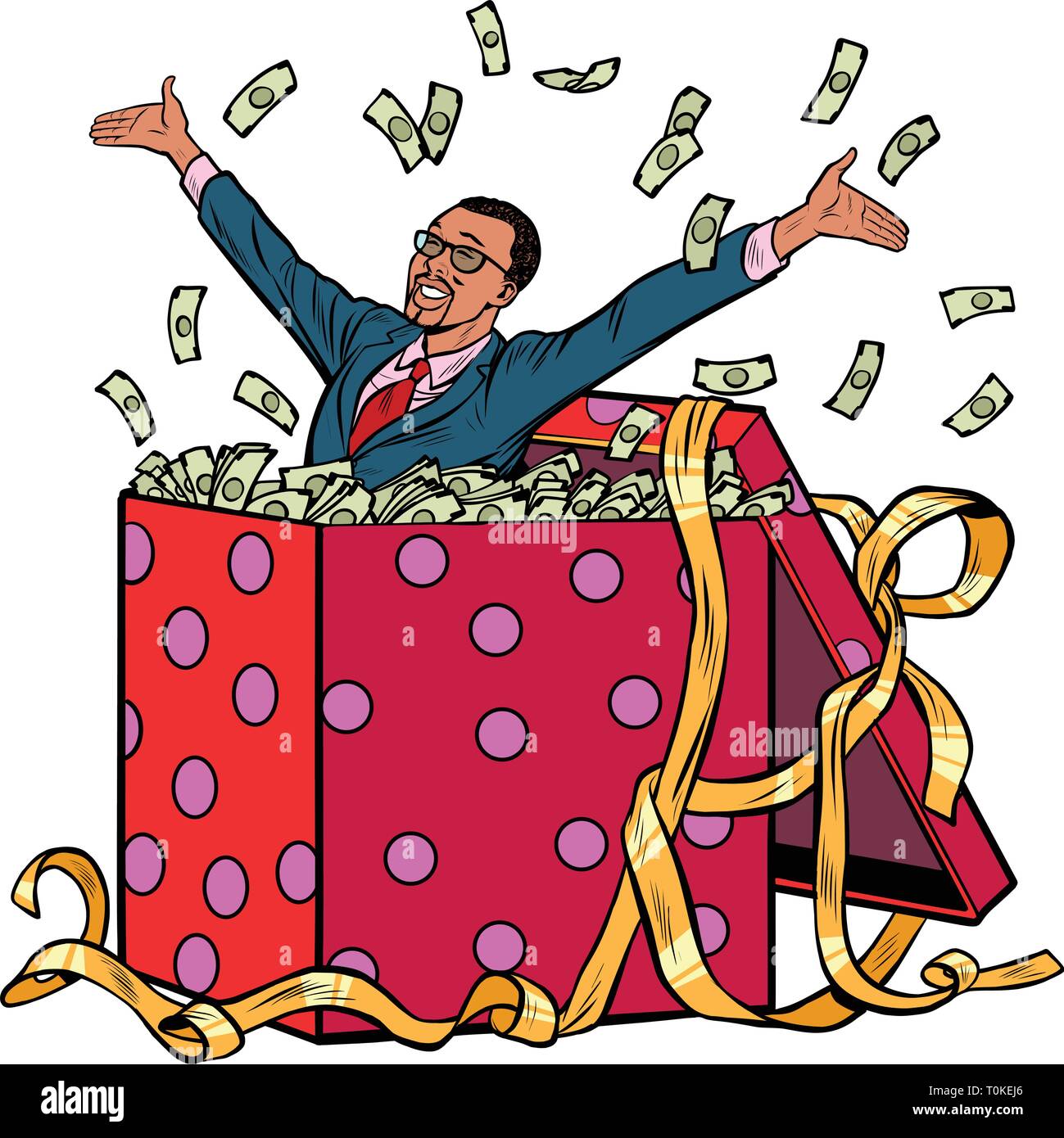 gift. African businessman with money Stock Vector