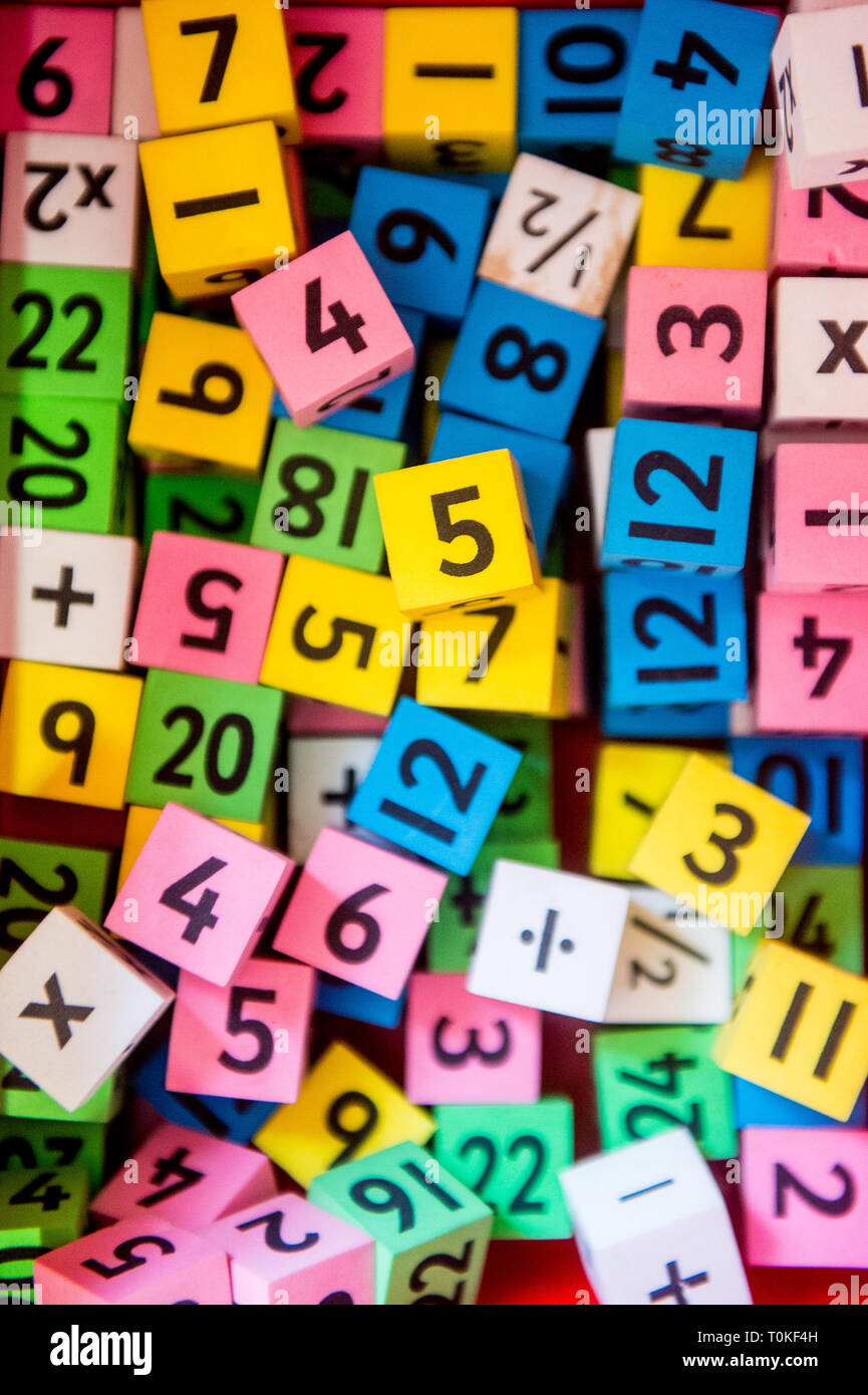 Numbered Child's blocks for maths Stock Photo