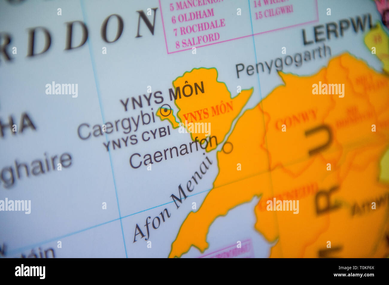 Map of North Wales in the welsh language Stock Photo