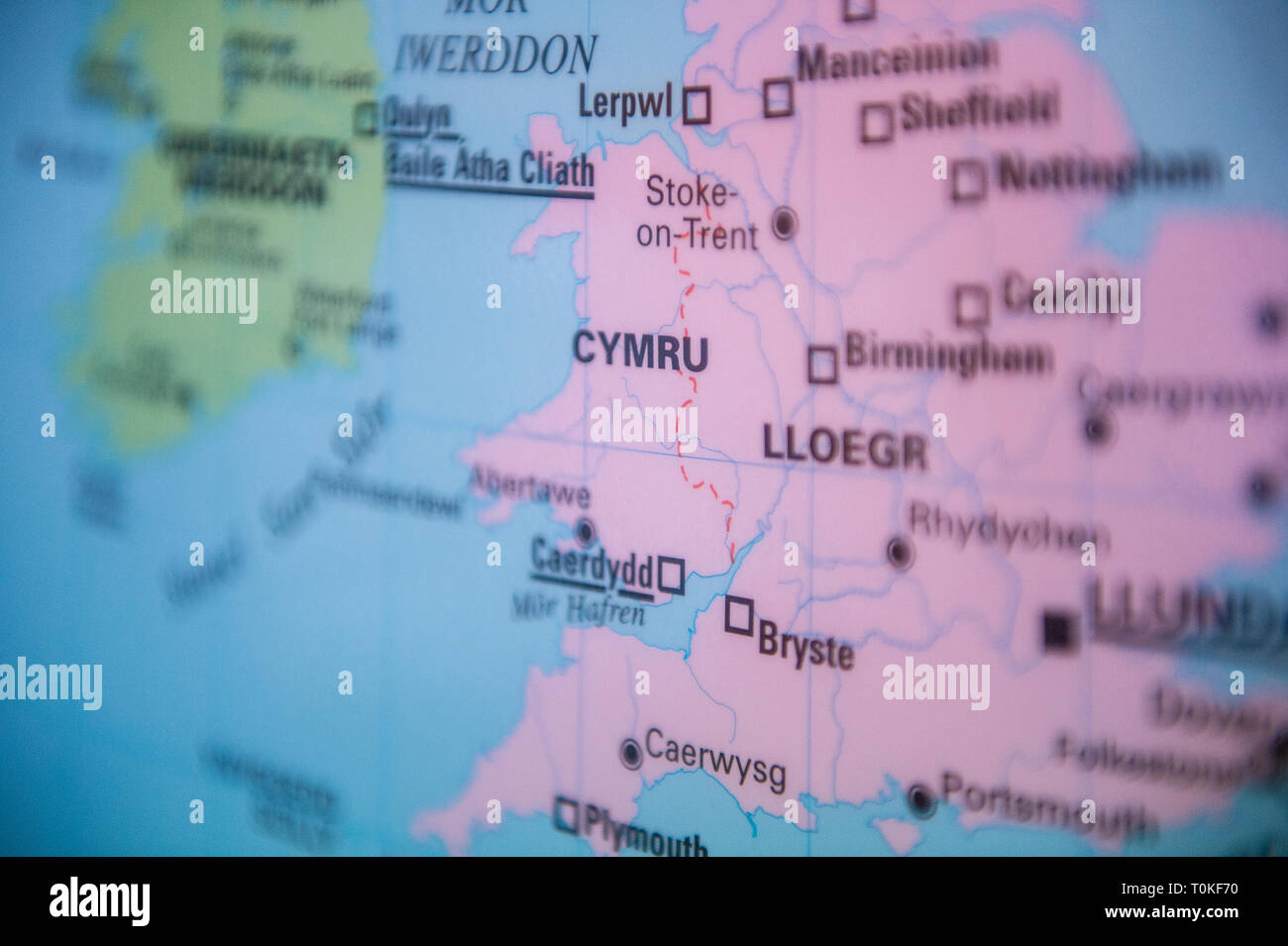Map of North Wales in the welsh language Stock Photo