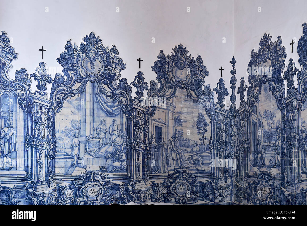 Azulejos in the church da Misericórdia in Tavira, Faro, Algarve, Portugal Stock Photo