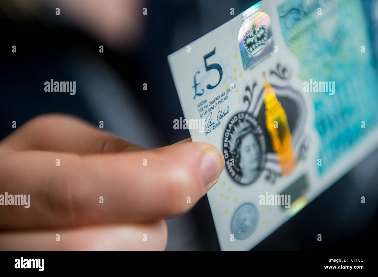 British 5 five pound note Stock Photo