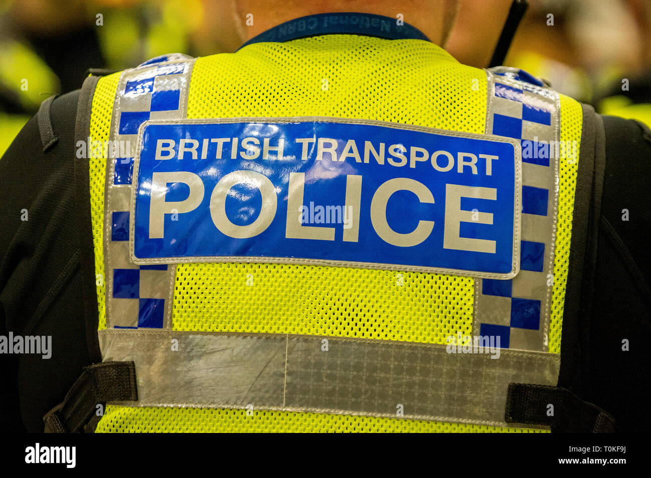Back of a British transport Police uniform Stock Photo