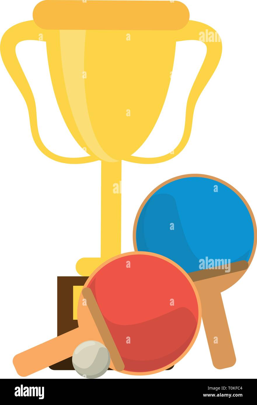 Ping pong rackets and ball with trophy cup Stock Vector Image & Art - Alamy