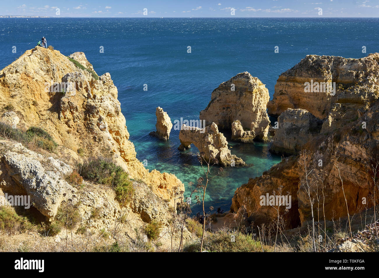Rocky coast at Ponta da Piedade near Lagos, Algarve, Faro, Portugal Stock Photo