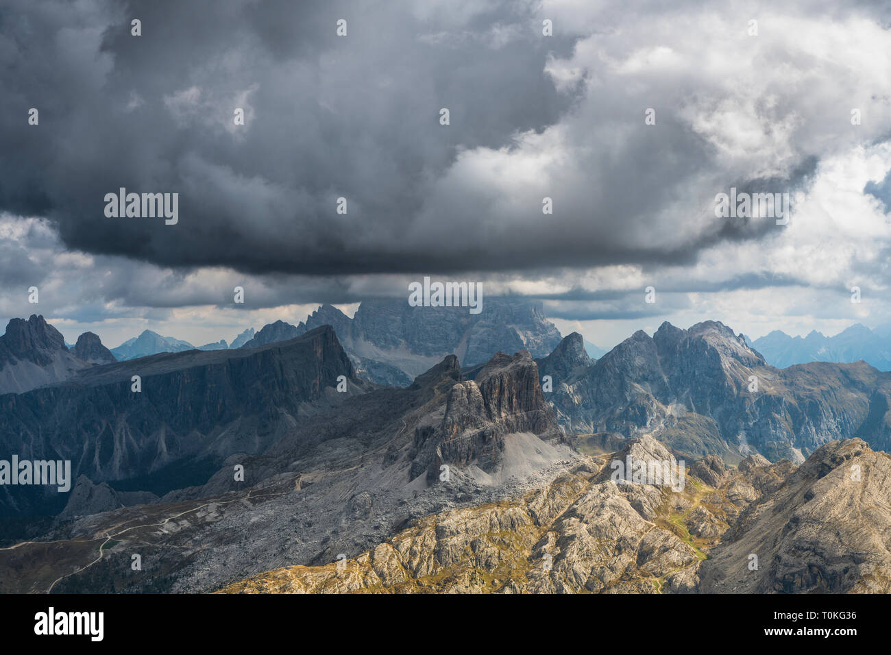 View from Rifugio Lagazuoi (2752 m) to Monte Averau and the Croda Negra, Dolomites, Italy Stock Photo