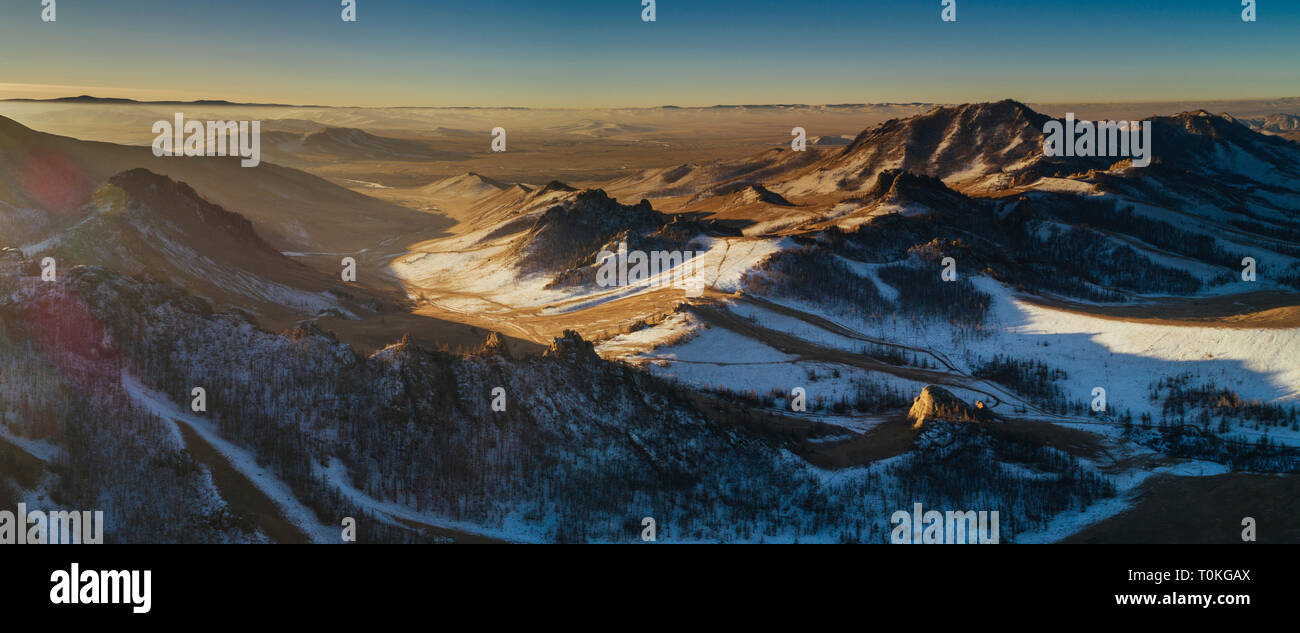 Sunrise in Mongolian Switzerland, Gorkhi-Terelj National Park, Mongolia Stock Photo
