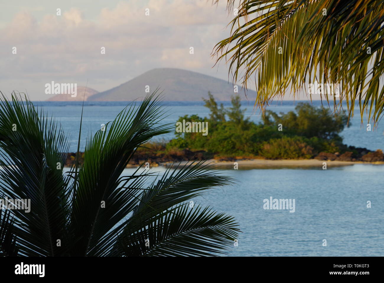 Round Island, Mauritius from the coast at Calodyne Stock Photo Alamy