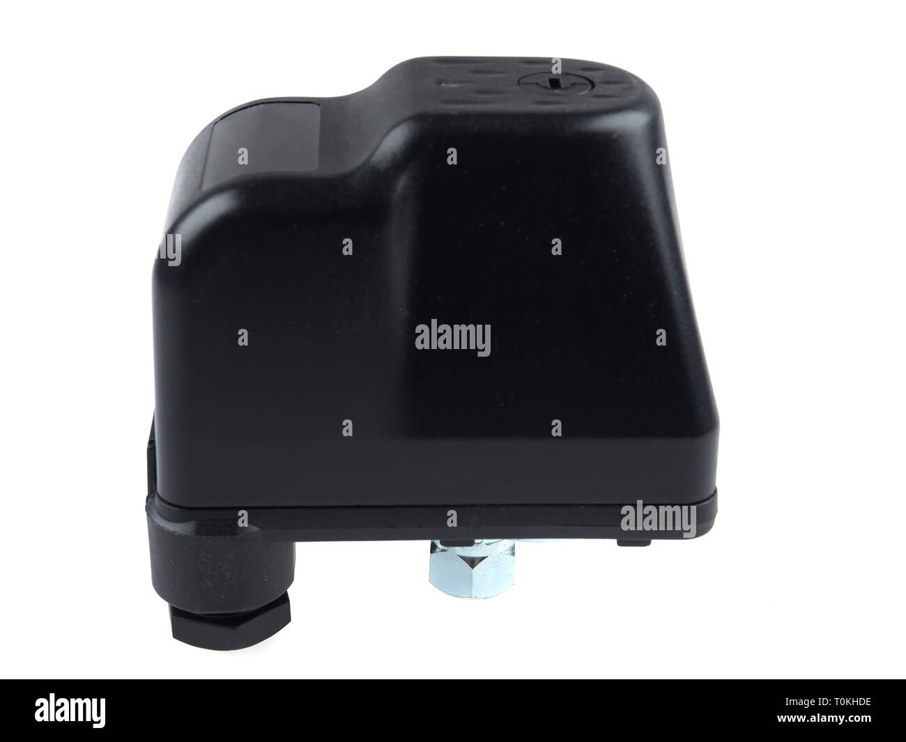 Pressure switch for water pump installations. closeup, isolated on