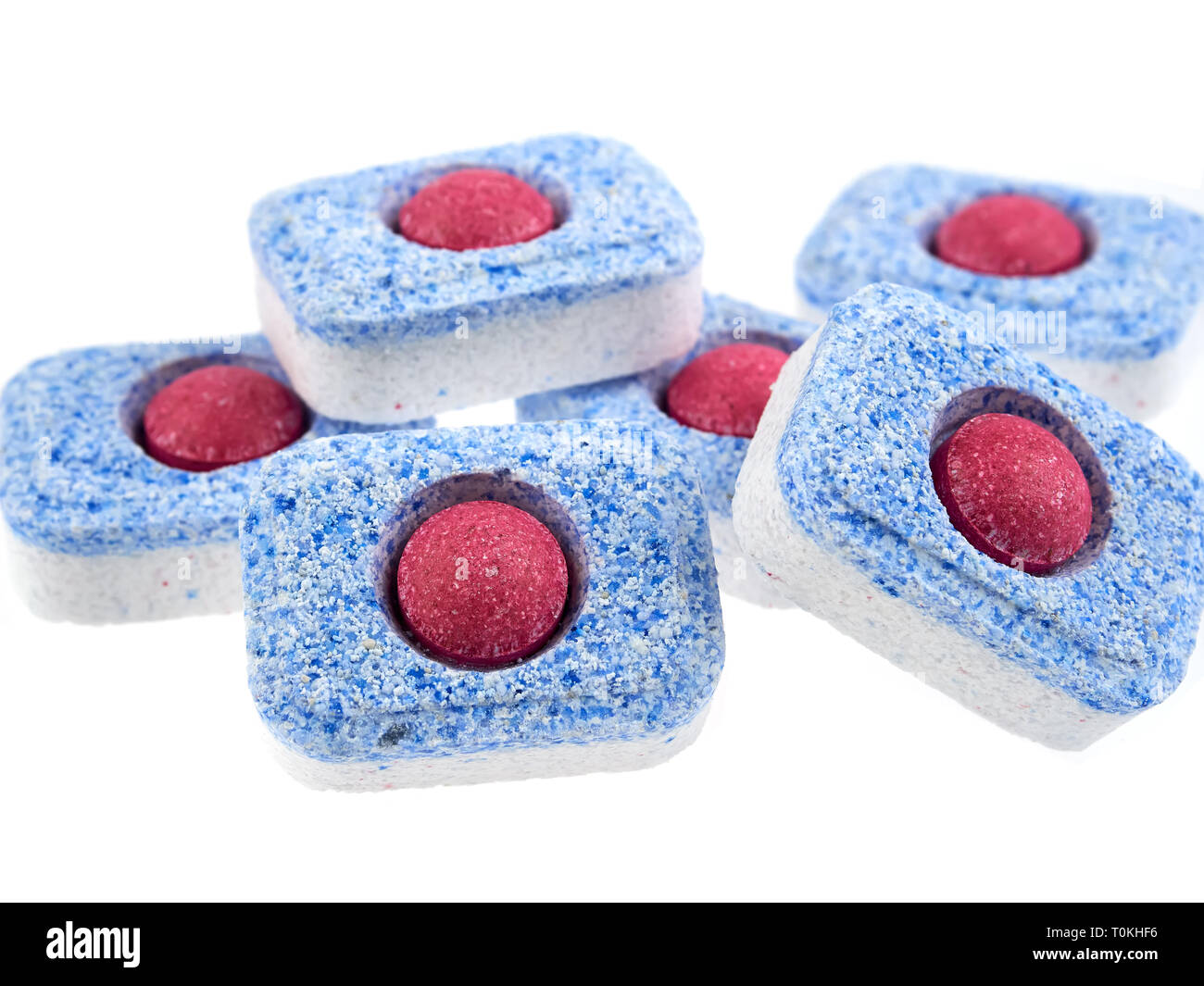 Dishwasher tabs isolated on white Stock Photo