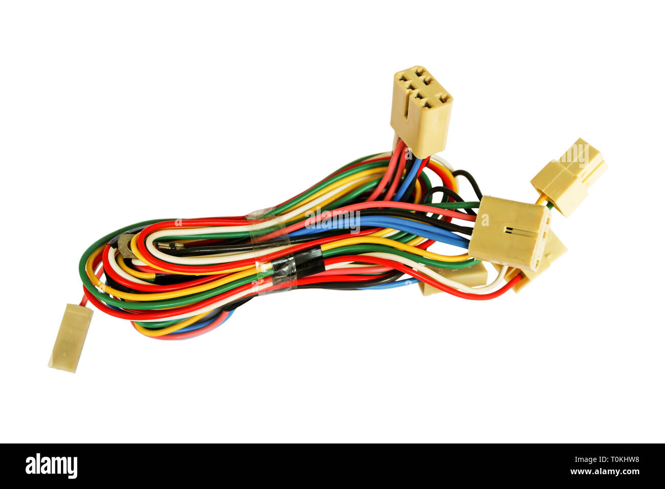 Automotive wiring bundle of wires isolated on white Stock Photo Alamy