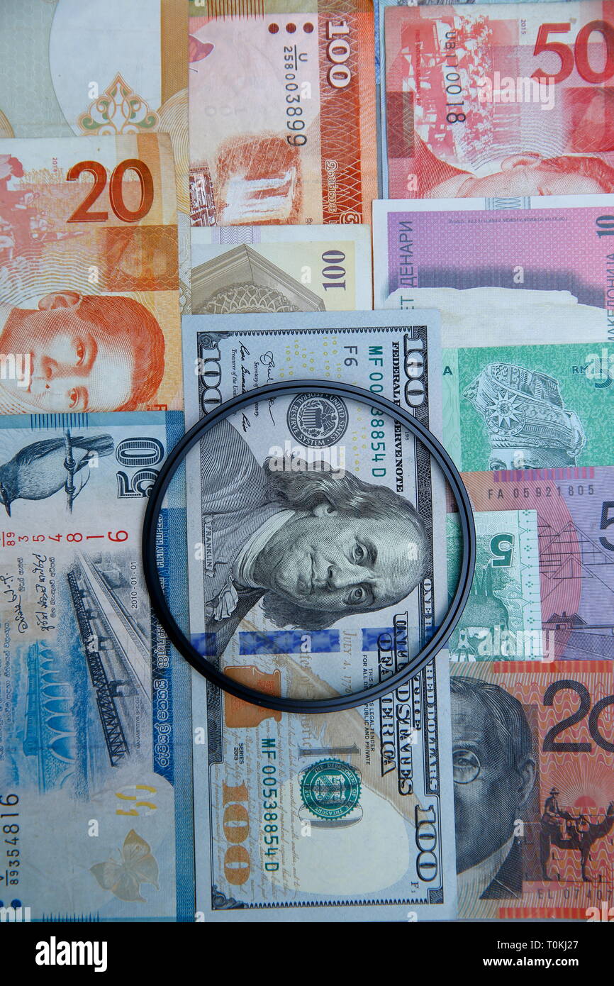 Background composition with various country banknotes Stock Photo - Alamy