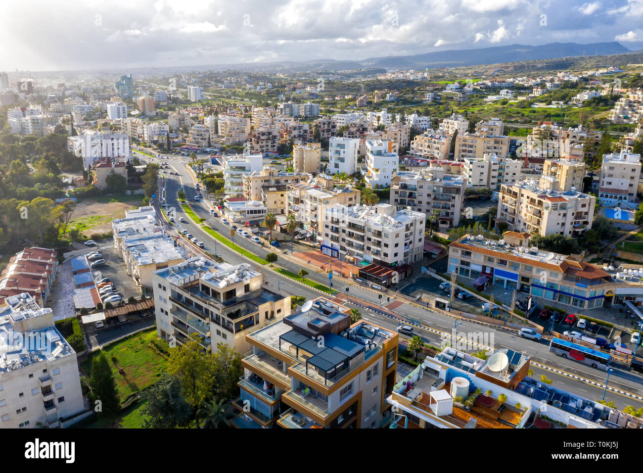 Aerial drone view of Limassol cityscape. Cyprus. Stock Photo