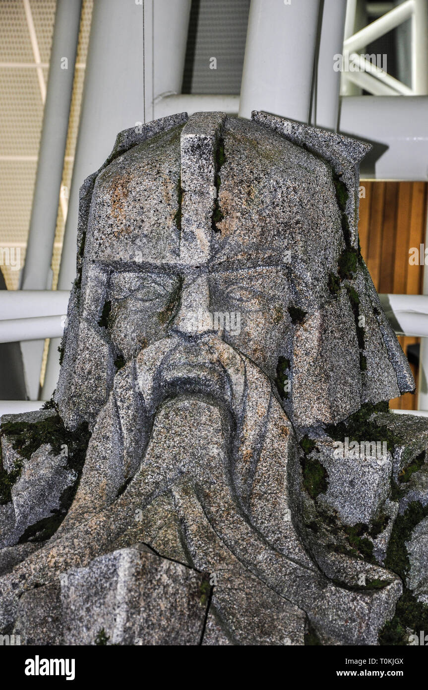 Huge dwarf statue from the Hobbit movies at Auckland Airport installed to welcome travelers to the ‘Gateway to Middle-earth’. New Zealand airport Stock Photo