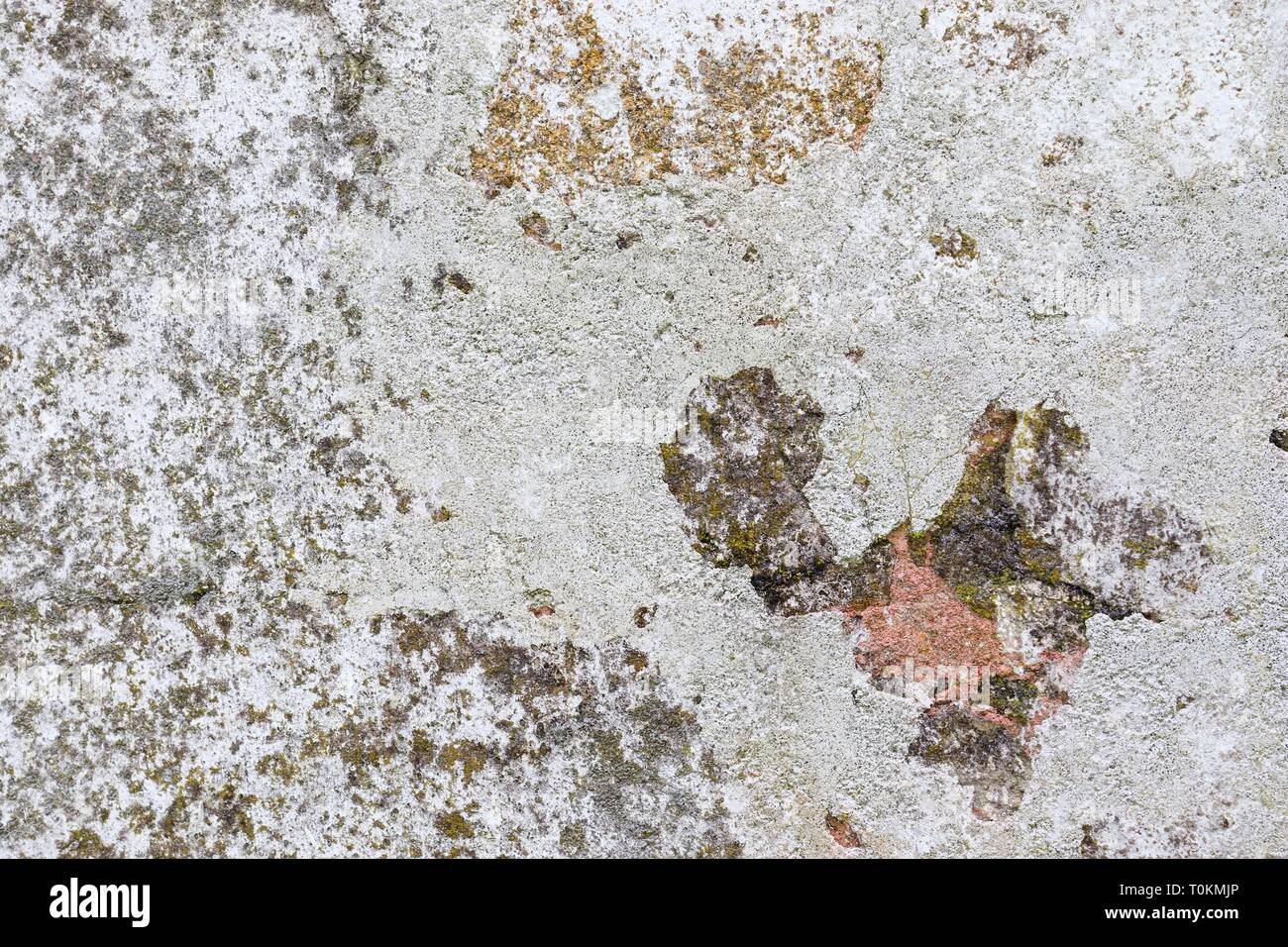 Close up detailed surface of weathered paint on different walls in high