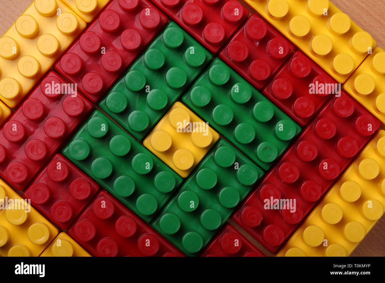 Beautiful background from a multi-colored plastic brick Stock Photo