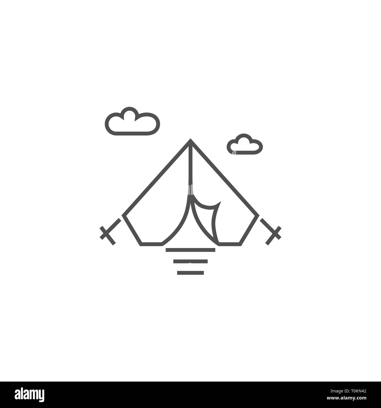 Tent Icon. Tent Related Vector Line Icon. Isolated on White Background ...