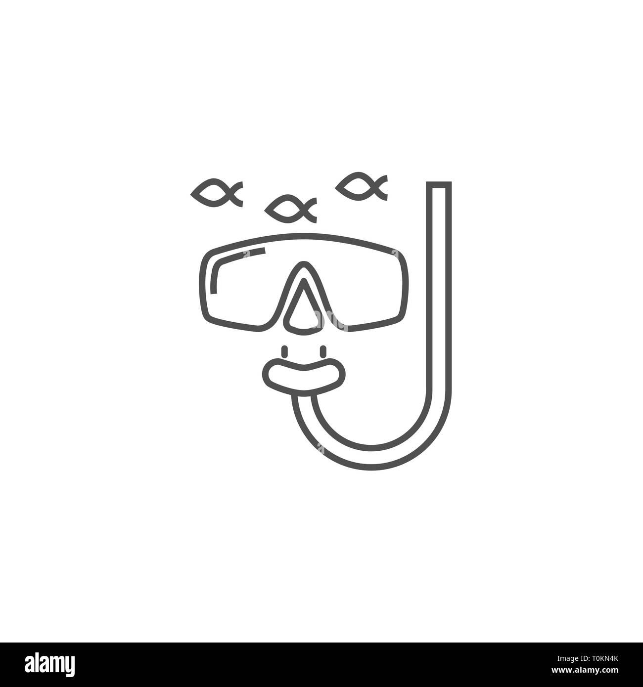 Snorkeling Icon. Snorkeling Related Vector Line Icon. Isolated on White