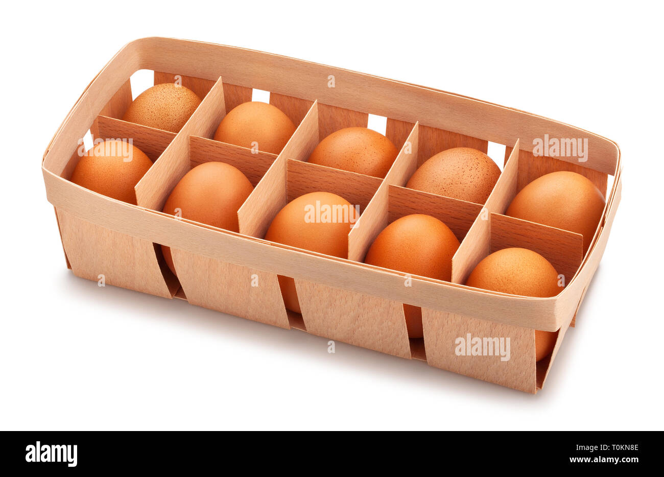 brown eggs basket path isolated Stock Photo