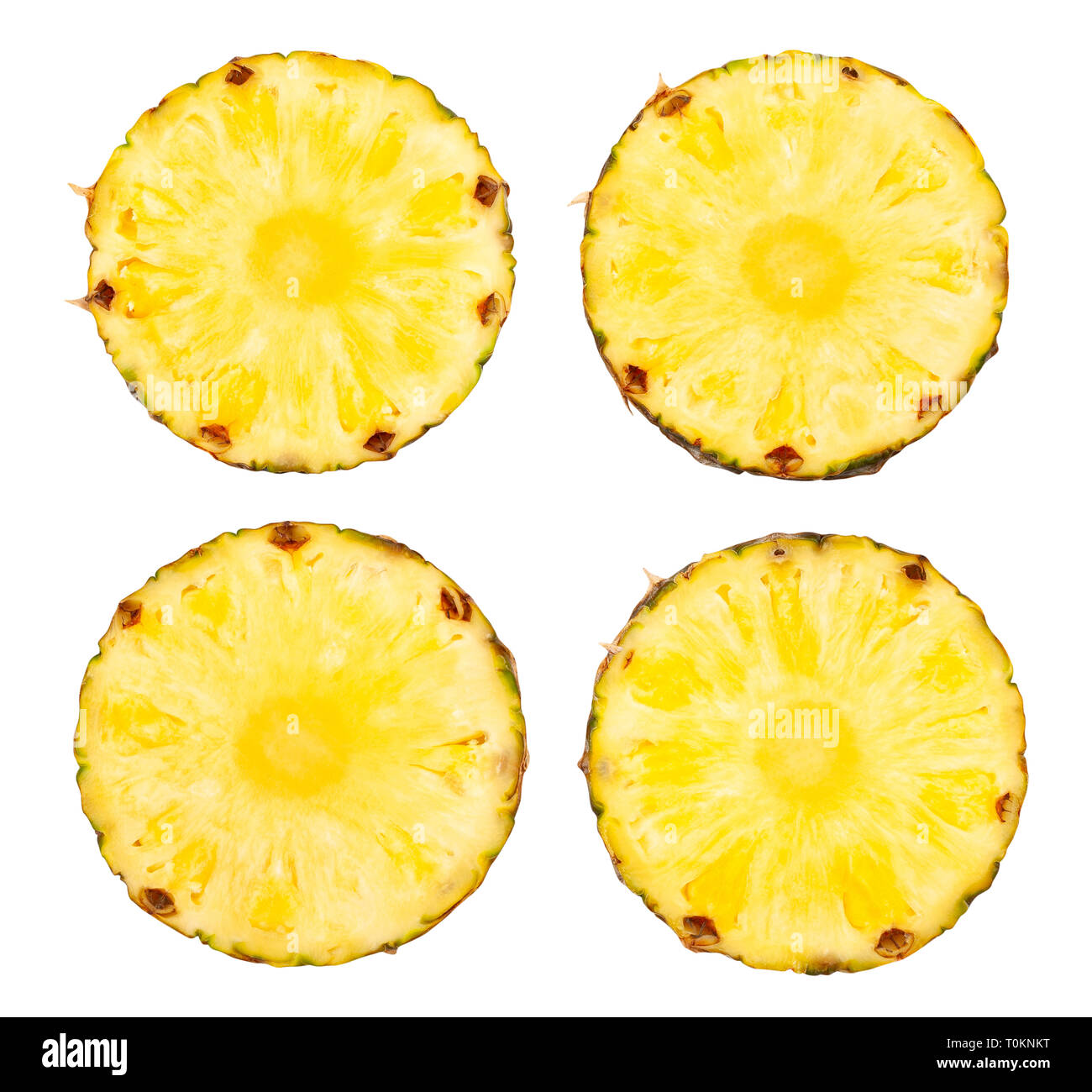 sliced pineapple path isolated Stock Photo
