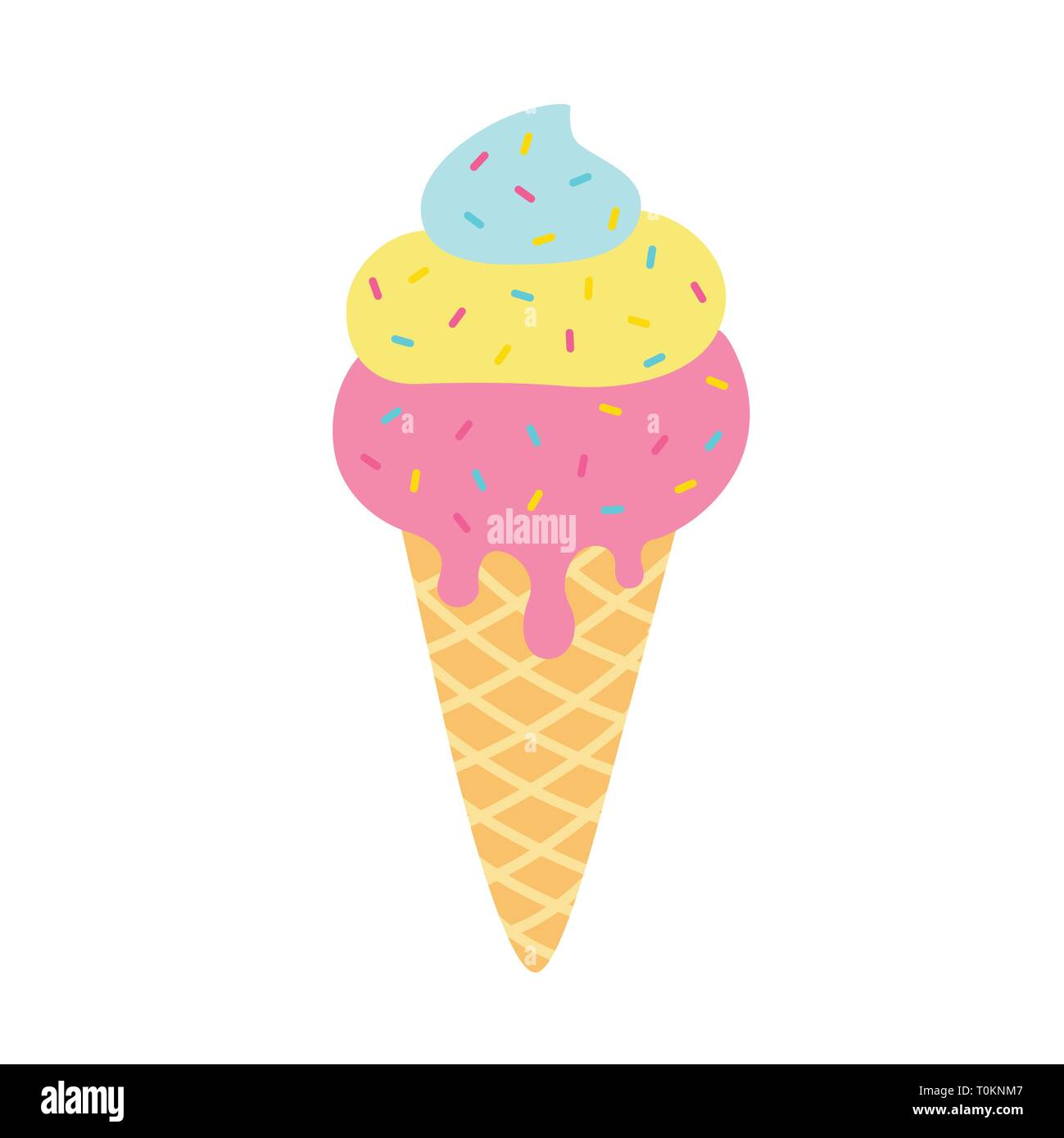 Cartoon cute ice cream with colorful glaze Stock Vector Image & Art - Alamy