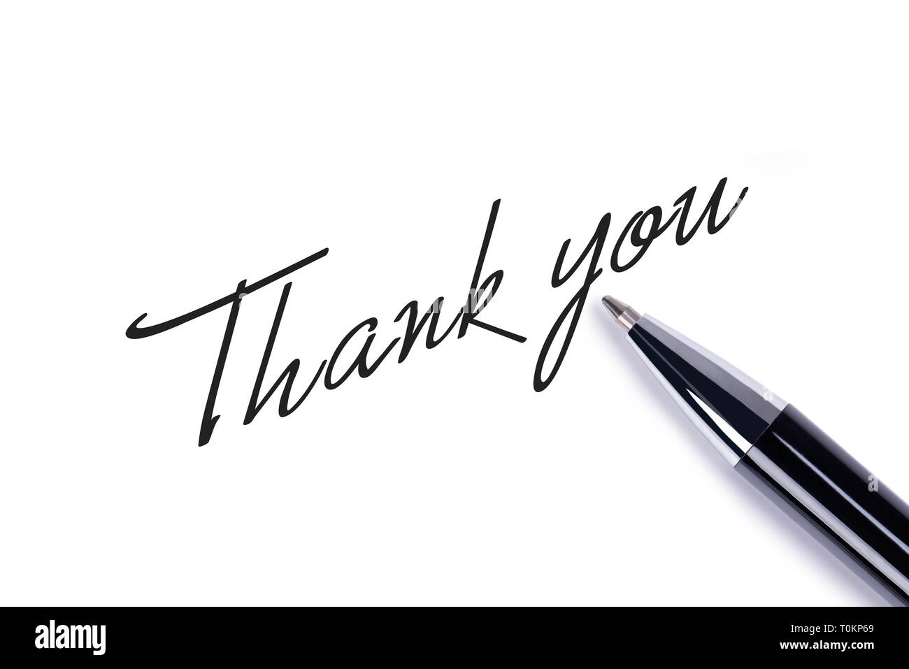 Thank you note on white background Stock Photo