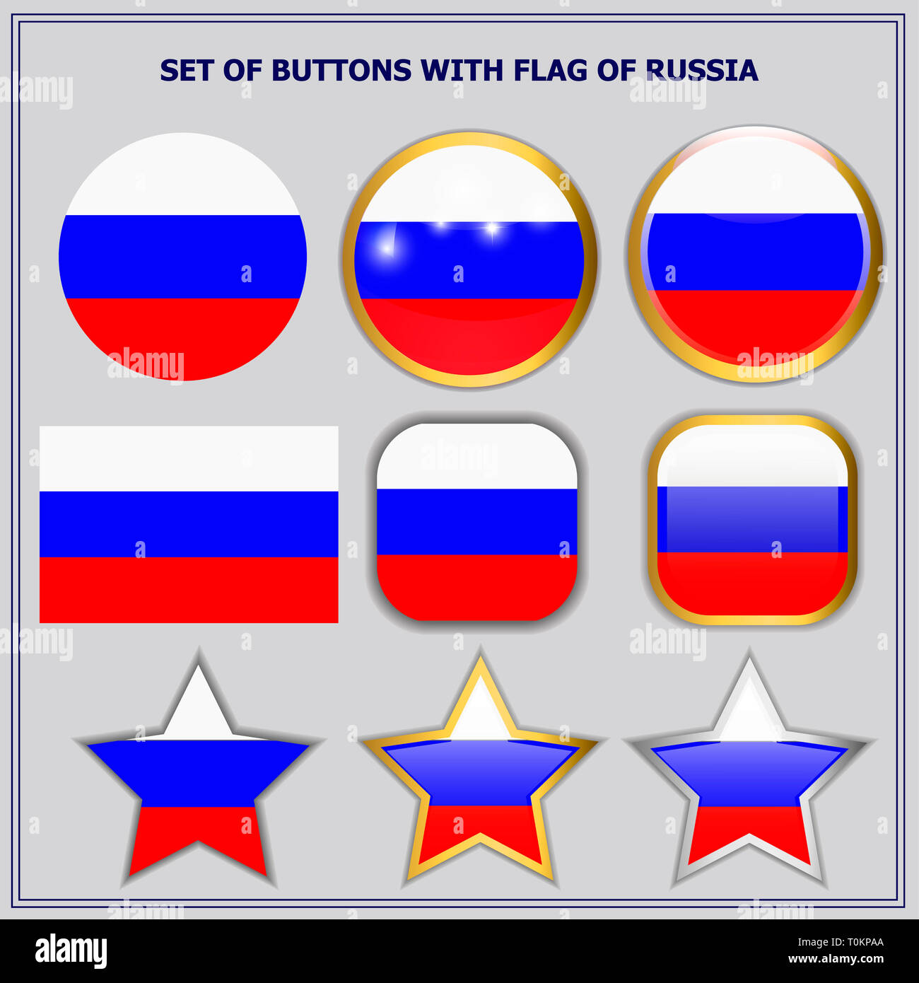 Russia Button Happy Russia day buttons. Bright background with buttons with flag of ...